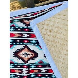 Aztec Baby Boy Girl Blanket Soft fleece And Minky fabric Double sided Handmade